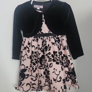 Kid's Dream Pink and Black Floral Dress